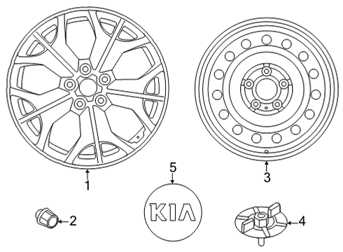 2022 Kia Seltos Wheels, Center Cap Wheel Assembly-Aluminium Diagram for 52910Q5200