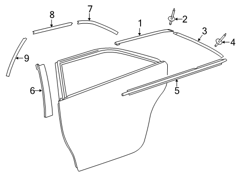 2016 Toyota Camry Exterior Trim - Rear Door Applique Diagram for 75762-06140