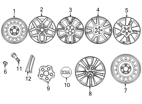 2020 Kia Soul Wheels Wheel Hub Cap Assembly Diagram for 52970K0000