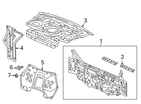 2016 Acura RLX Rear Body, Rear Upper Body Gusset, Left Rear Bulkhead Diagram for 74571-TY2-A00