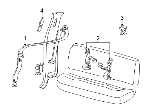 2001 Ford F-350 Super Duty Seat Belt Retractor Assembly Diagram for YC3Z-26611B69-AAB
