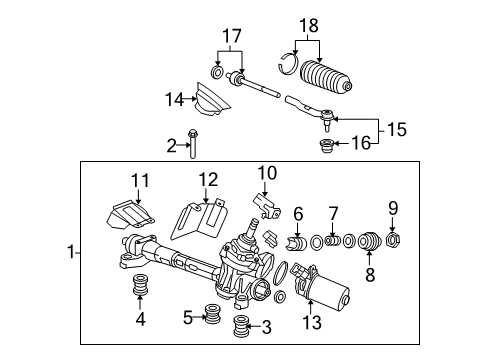 2013 Honda Insight Steering Column & Wheel, Steering Gear & Linkage Spring, Rack Guide Pressure Diagram for 53413-SCC-003