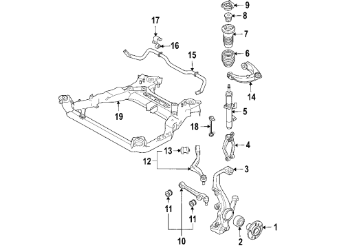 2009 Ford Fusion Front Suspension Components, Lower Control Arm, Upper Control Arm, Stabilizer Bar Stabilizer Bar Diagram for 7E5Z-5482-A