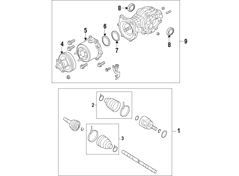 2013 Infiniti JX35 Rear Axle, Axle Shafts & Joints, Differential, Drive Axles, Propeller Shaft Repair Kit-Dust Boot, Outer Diagram for 39241-EA000