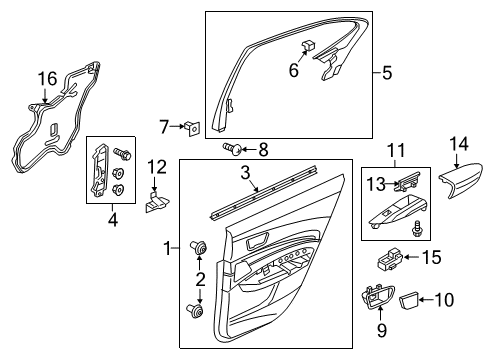 2017 Acura TLX Rear Door Switch Assembly, Power Window Rear Diagram for 35770-TZ3-A01
