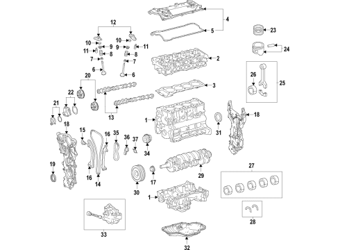 2021 Lexus ES250 Engine Parts, Mounts, Cylinder Head & Valves, Camshaft & Timing, Variable Valve Timing, Oil Pan, Oil Pump, Balance Shafts, Crankshaft & Bearings, Pistons, Rings & Bearings INSULATOR, Engine Mo Diagram for 12371-F0190