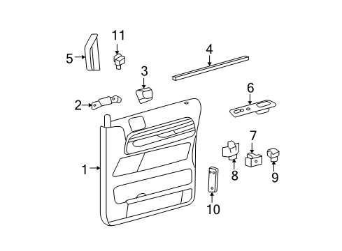 2004 Ford Freestar Door & Components Door Trim Panel Diagram for 3F2Z-1723942-DAA