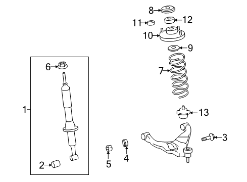 2014 Lexus GX460 Shocks & Components - Front Retainer, Shock Absorber Cushion Diagram for 48597-60140