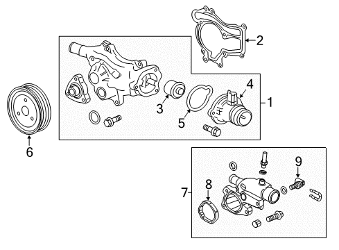 2011 Chevrolet Volt Cooling System, Radiator, Water Pump, Cooling Fan Thermostat Cover Seal Diagram for 55561627