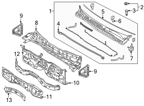 2016 Kia K900 Cowl Piece-COWL Top Cover Diagram for 861563T000