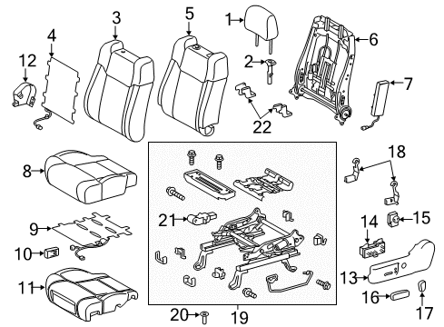 2020 Toyota Tundra Driver Seat Components Seat Cushion Pad Diagram for 71512-0C140