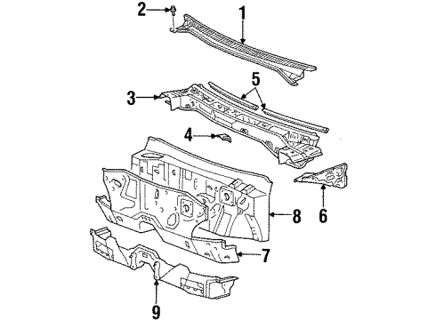 2001 Chevrolet Prizm Cowl Barrier, Dash Sound Diagram for 94857078