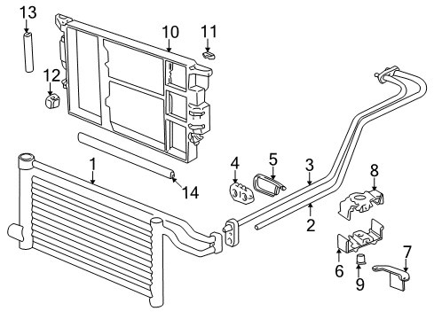 2002 BMW 540i Trans Oil Cooler Bracket Oil Pipe Diagram for 17201712210