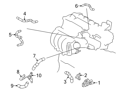 2021 Lexus UX250h Hoses & Pipes Outlet, Water By-Pas Diagram for 16351-24020