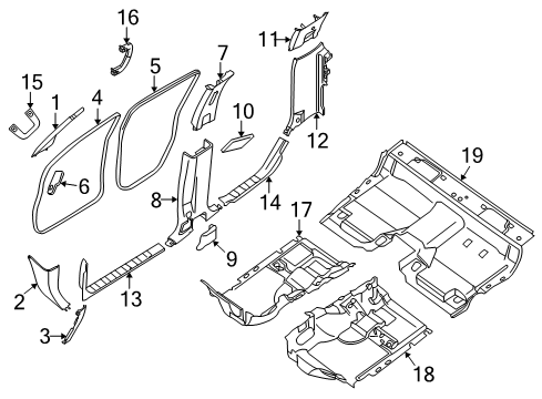 2006 Nissan Frontier Interior Trim - Cab Garnish-Back Pillar, Lower LH Diagram for 76939-EA002