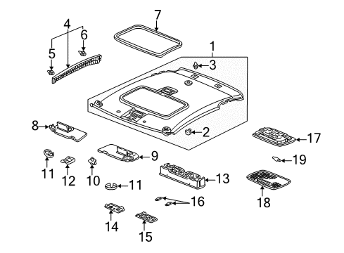 2003 Acura RSX Interior Trim - Roof Holder, Sunvisor (Titanium) Diagram for 88217-S04-003ZM