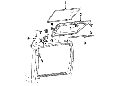 1994 GMC K1500 Suburban Lift Gate - Glass & Hardware Weatherstrip Diagram for 15983928