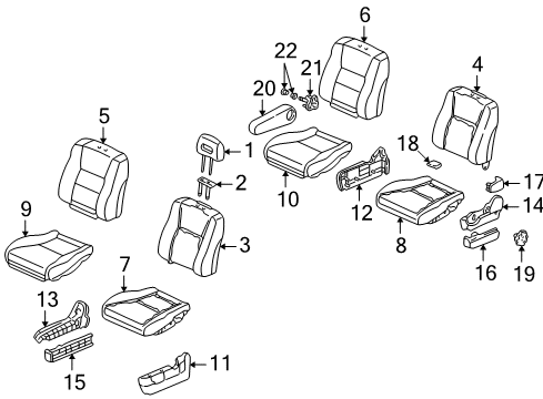 1997 Honda CR-V Front Seat Components Pad & Frame, Left Front Seat Cushion Diagram for 81532-S10-G01