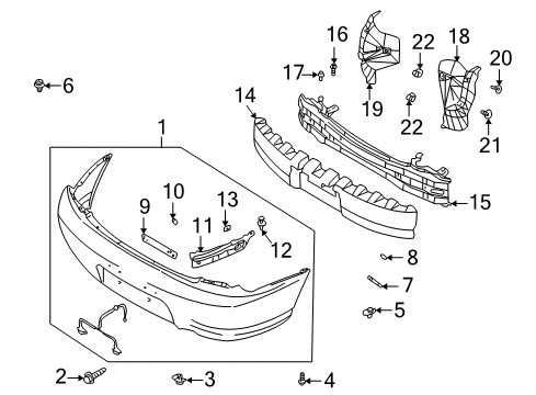 2002 Kia Rio Rear Bumper FASTENER Diagram for KK13768865A