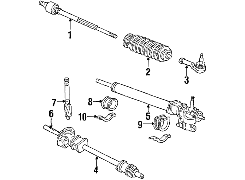 1985 Honda Accord Steering Gear & Linkage End, Passenger Side Tie Rod Diagram for 53540-SC2-004