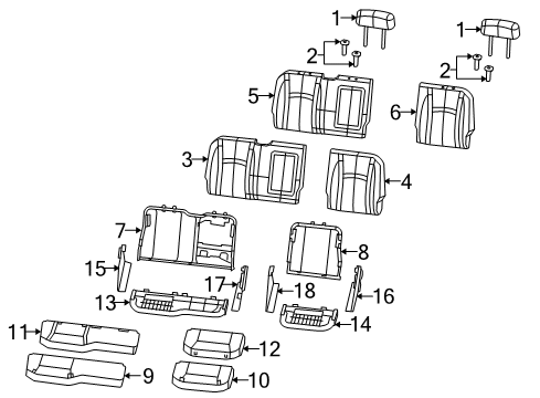 2014 Ram 1500 Rear Seat Components Seat Cushion Foam Left Diagram for 68050619AA