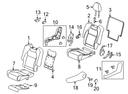2020 Acura MDX Second Row Seats Pad, Passenger Side Middle Seat Cushion Diagram for 81332-TYR-L41
