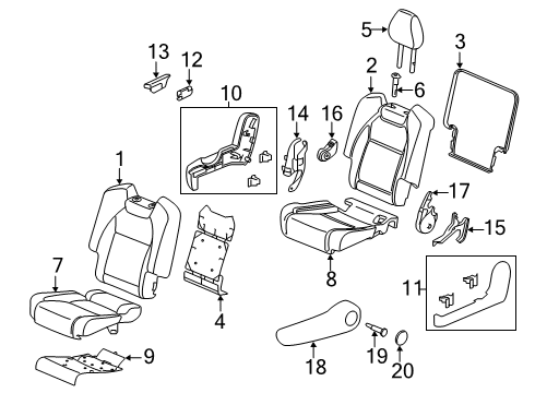 2020 Acura MDX Second Row Seats Guide (Sandstorm) Diagram for 81343-TZ5-A01ZA