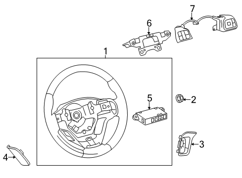 2014 Toyota Highlander Steering Column & Wheel, Steering Gear & Linkage Switch Assembly Diagram for 84250-0E250-B1