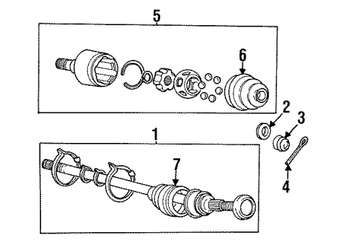 1995 Hyundai Sonata Front Axle & Carrier Boot Kit-Front Axle Differential Side Diagram for 49506-34A00