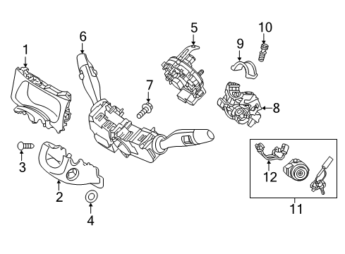 2021 Hyundai Tucson Shroud, Switches & Levers Switch Assembly-Multifunction Diagram for 93400-D3762