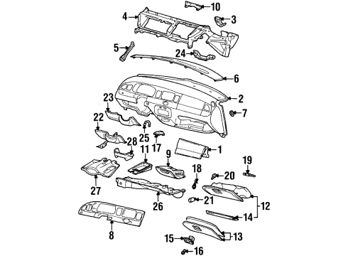 2000 Lincoln Town Car Instrument Panel Support Brace Diagram for F8AZ-54045D56-AA