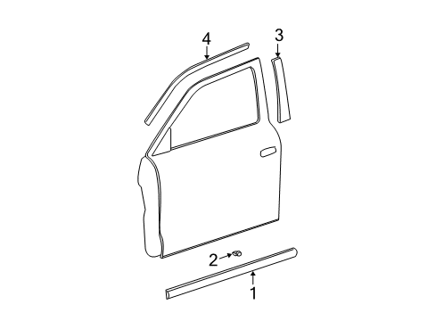 2004 Hyundai Accent Exterior Trim - Front Door Moulding Assembly-Front Door Waist Line, RH Diagram for 87722-25700-CA