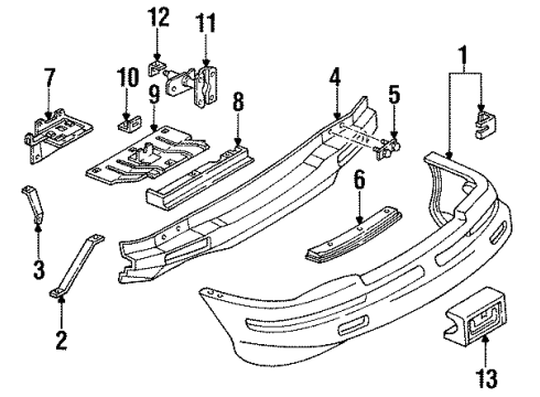 1994 Oldsmobile Silhouette Side Marker Lamps Support-Front Bumper Fascia Lower *Black Diagram for 10187502