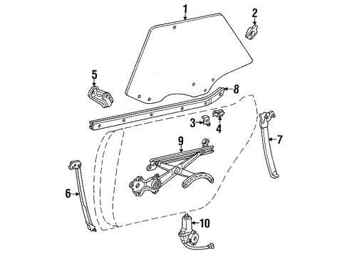 1990 Lexus ES250 Rear Door Weatherstrip Assy, Rear Door Glass, Inner Diagram for 68240-32020