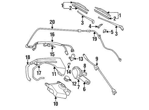 1995 Oldsmobile Aurora Wiper & Washer Components Hose Asm-Windshield Washer Solvent Container Diagram for 22121620