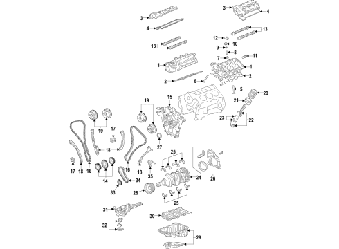 2019 Buick Regal Sportback Engine Parts, Mounts, Cylinder Head & Valves, Camshaft & Timing, Variable Valve Timing, Oil Cooler, Oil Pan, Oil Pump, Balance Shafts, Crankshaft & Bearings, Pistons, Rings & Bearings Tensioner Diagram for 12713642