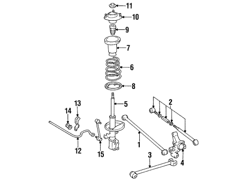 1994 Lexus ES300 Rear Suspension Components, Stabilizer Bar Spring, Coil, Rear Diagram for 48231-33040