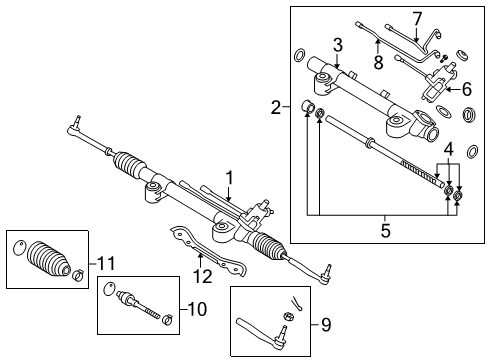 2009 Infiniti EX35 Steering Column & Wheel, Steering Gear & Linkage Power Steering Gear Assembly Diagram for 49200-1BA0A