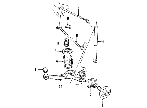 1996 Toyota RAV4 Rear Suspension Components, Lower Control Arm, Upper Control Arm Hub Diagram for 42301-42010