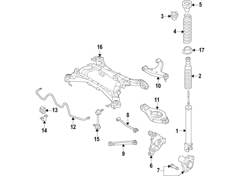 2015 Nissan Murano Rear Suspension, Lower Control Arm, Upper Control Arm, Stabilizer Bar, Suspension Components Hub Assembly Rear Diagram for 43202-3JA0C