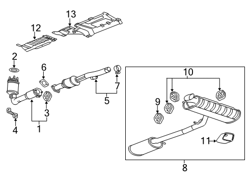 2015 GMC Terrain Exhaust Components Muffler W/Tailpipe Diagram for 23442414