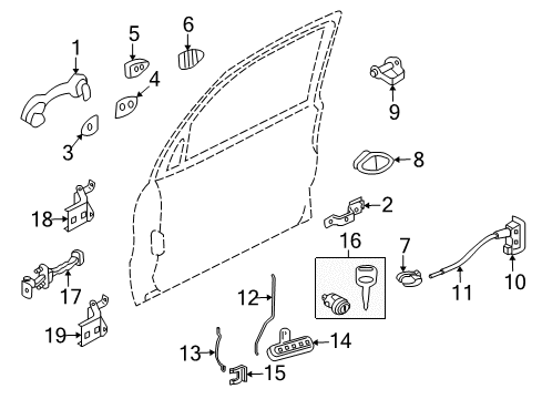 2007 Mercury Mariner Front Door Lock Switch Diagram for 3L8Z-14028-AAA