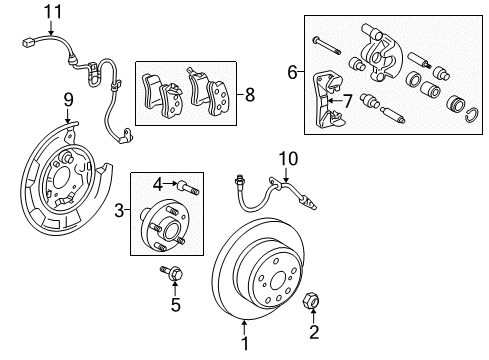 2011 Toyota Highlander Rear Brakes Caliper Seal Kit Diagram for 04479-0E040