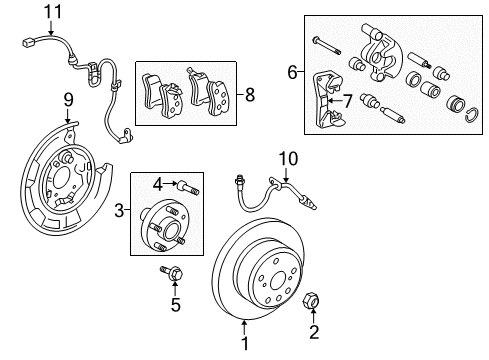 2008 Toyota Highlander Rear Brakes Park Brake Shoes Diagram for 46540-48030