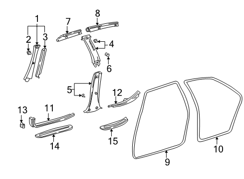 1999 Lexus GS400 Interior Trim - Pillars, Rocker & Floor Garnish, Center Pillar, Upper RH Diagram for 62411-30330-B0