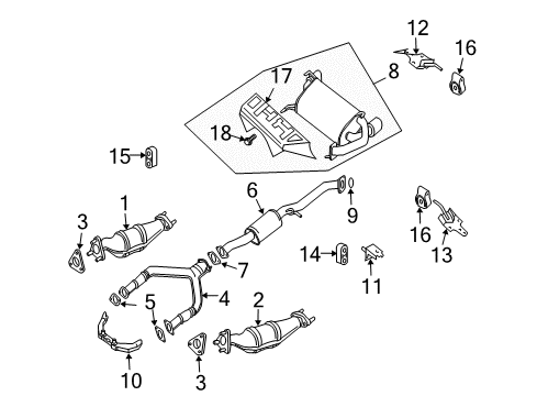 2007 Nissan 350Z Exhaust Components Three Way Catalytic Converter Diagram for 208B2-AC325