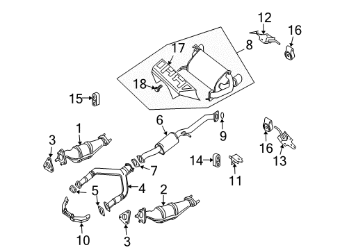 2009 Nissan 350Z Exhaust Components Bolt-Hex Diagram for 08156-6102F