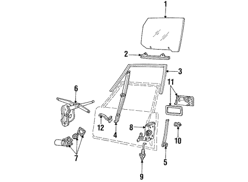 1984 Lincoln Town Car Door & Components Regulator Diagram for E8VY-5423209-B