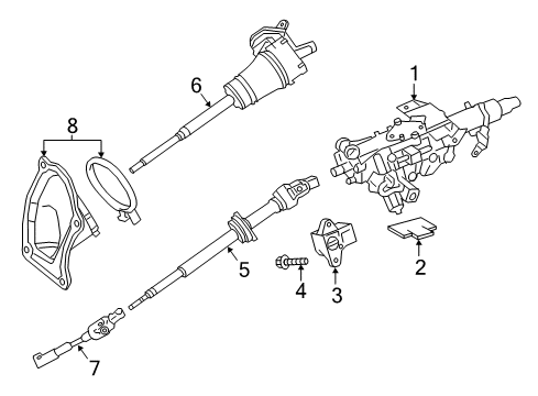 2019 Lexus LC500 Steering Column & Wheel, Steering Gear & Linkage Cover Sub-Assembly, Steering Diagram for 45025-11010