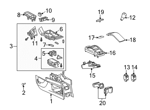 2014 Lexus RX350 Center Console Console Cup Holder Box Sub-Assembly Diagram for 58803-0E011-C2